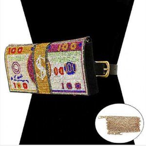 10K USD MULTI COLOR RHINESTONE MONEY BAG FANNY PACK
